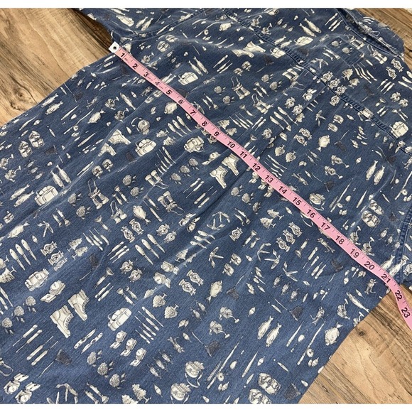 Mens Medium Vintage Woolrich Tackle/Fish Button Down Short Sleeve Polo‎ - Picture 7 of 8